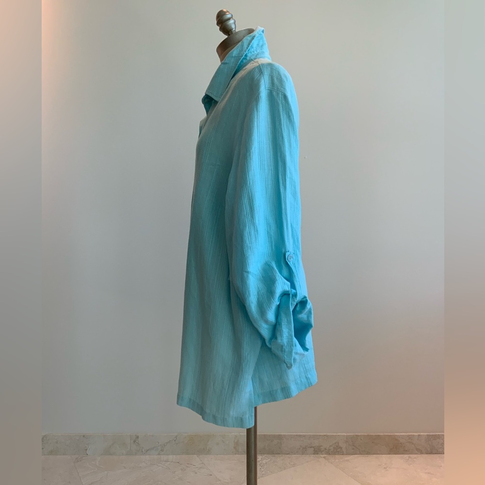 JM Collection Light Blue Button Down Shirt - Picture 2 of 7